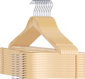 ACAZA Set van 30 Onbehandelde Premium Houten Kledinghangers, Kleerhanger met Inkeping en Broeklat, Knaapjes met Draaibare Metalen Haak, Dames/Heren/Volwassenen, 30 Stuks