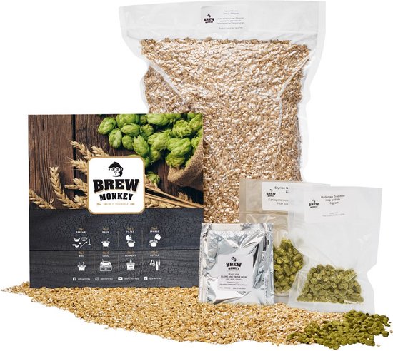 Brew Monkey Basis Tripel - Bierbrouwpakket - Zelf Bier Brouwen Bierpakket - Startpakket - Gadgets Mannen - Cadeau - Cadeau voor Mannen en Vrouwen - Bier - Verjaardag - Cadeau voor man - Verjaardag Cadeau Mannen - Brew Monkey
