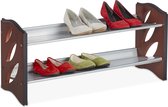 Relaxdays schoenenrek stapelbaar - voor 6 paar schoenen - opbergrek schoenen - 2 etages
