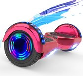 Microgo 6.5 inch Hoverboard met Flits Wielen | Bluetooth Speaker | Met Afstandsbediening | Inclusief Transporttas | Rood Chroom