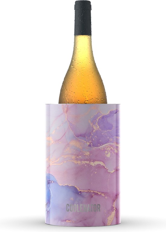 Coolenator champagnekoeler – wijnkoeler – flessenkoeler – met vrieselement - Roze Marmer