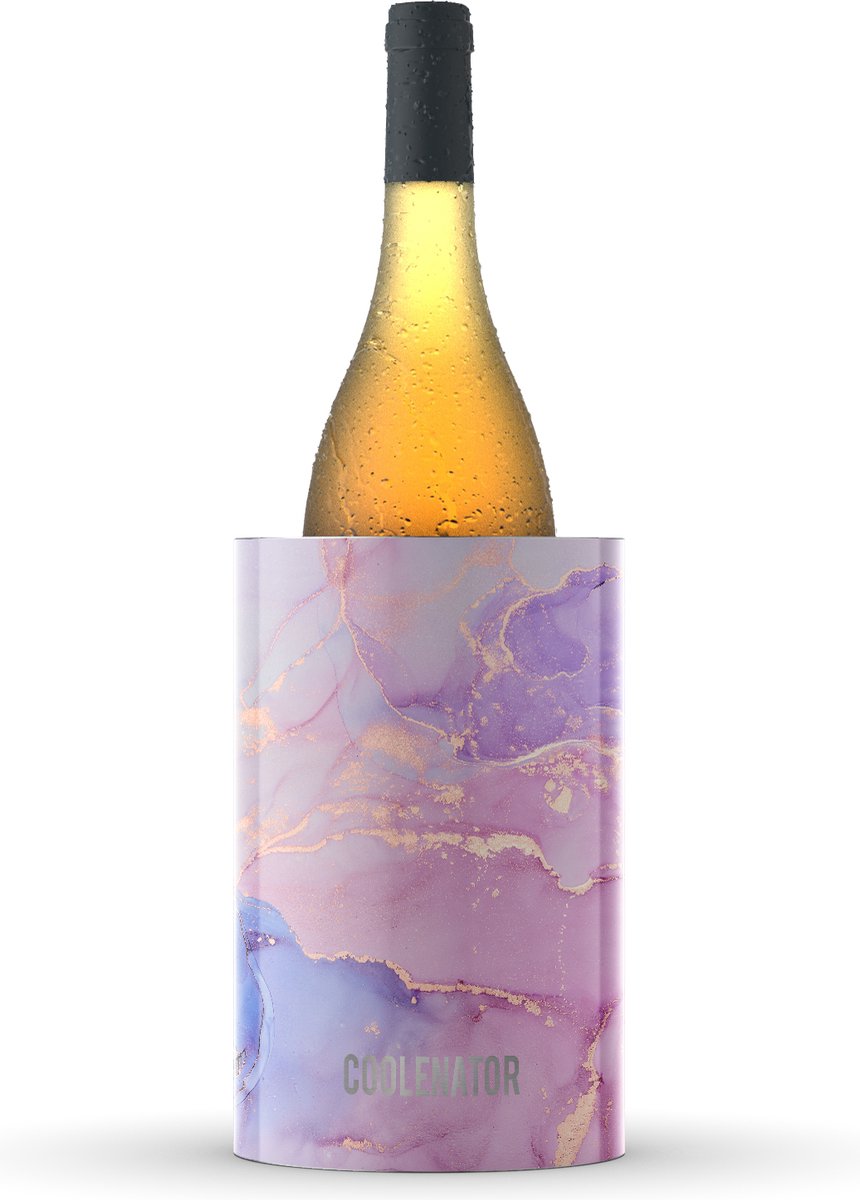 Coolenator champagnekoeler – wijnkoeler – flessenkoeler – met vrieselement - Roze Marmer - Coolenator