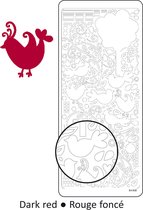 Vaessen Creative Sticker - 10x23cm - 10st - donkerrood vogels en doodles