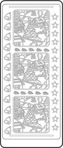 Vaessen Creative Sticker - 10x23cm - 10st - zilver kersttafereel