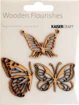 Kaisercraft wood flourish 3.5x3.5cm x3 magical butterflies