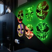 Glow In The Dark Skull/Halloween 6 Stuks Lichtgevende Schedel Stickers Woonkamer Slaapkamer Achtergrond Wanddecoratie Muurstickers