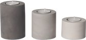 Leeff - Tealight Holders 'Teo' - set van 3 waxinelichthouders- Concrete - 7cm diameter - Grijs