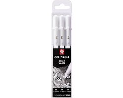 foto van Sakura Basic Set 3 Gelpennen Zuiver Wit Fijn/Medium/Dik