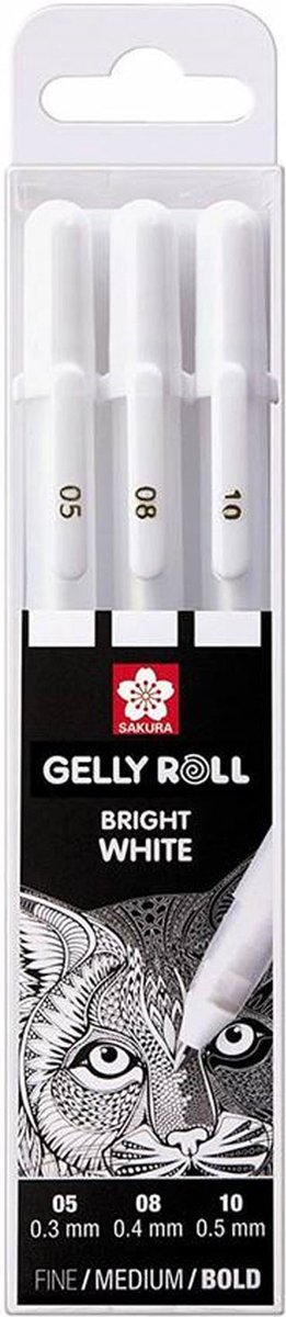 Sakura Basic Set 3 Gelpennen Zuiver Wit Fijn/Medium/Dik