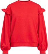 Vila Trui Visif Flounce L/s Sweat Top 14067685 Barbados Cherry Dames Maat - L