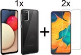 iParadise Samsung A03S Hoesje - Samsung Galaxy A03S hoesje transparant case siliconen hoesjes cover hoes - 2x Samsung A03S Screenprotector