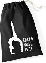 Sparkle&Dream - Leertjes/Lusjes Tasje 'Dream it' Zwart - voor turnen en gymnastiek