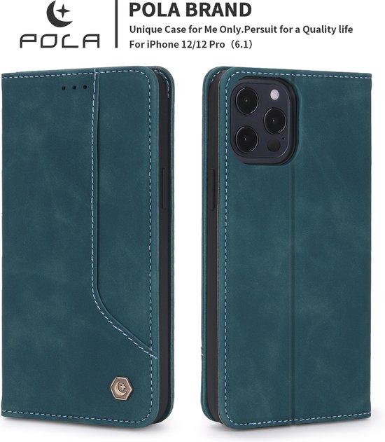 Apple de iPhone Apple iPhone 12 | iPhone 12 Pro | Bookcase en cuir de haute qualité | Porte-monnaie | Bleu