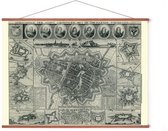 Poster In Posterhanger - Historische Kaart Groningen - 50x70 cm - Kader Hout - Ophangsysteem - Oude Plattegrond
