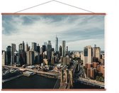 Poster In Posterhanger - New York Skyline - 50x70 cm - Kader Hout - Ophangsysteem - Verenigde Staten - Amerika