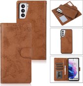 Bookcase Samsung Galaxy S21 Plus | Hoogwaardig Pu Leren Telefoonhoesje | Lederen Wallet Case | Bruin