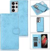 Bookcase Samsung Galaxy S21 Ultra | Hoogwaardig Pu Leren Telefoonhoesje | Lederen Wallet Case | Licht Blauw