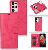 Bookcase Samsung Galaxy S21 Ultra | Hoogwaardig Pu Leren Telefoonhoesje | Lederen Wallet Case | Roze