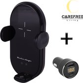 CAREFREE Living Telefoonhouder Auto met Draadloze Lader - 15W Snellader - PD Charge Plug - Infrarood Sensor - Zwart