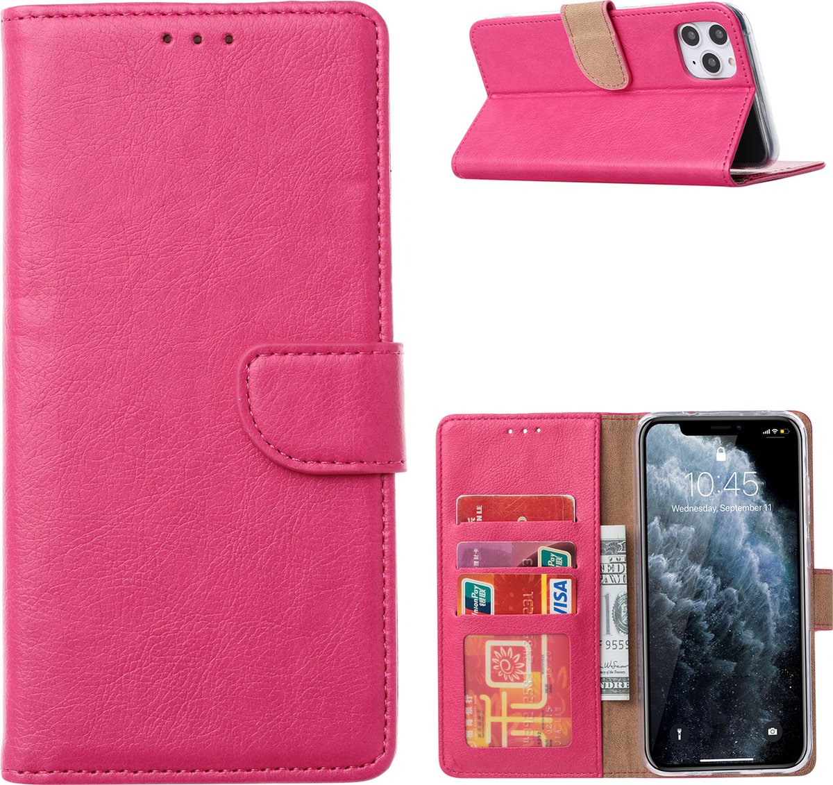 Hoesje Geschikt voor iPhone 13 Pro Max hoesje bookcase Pink