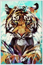 JUNIQE - Poster in kunststof lijst It Tiger -30x45 /Bruin & Turkoois