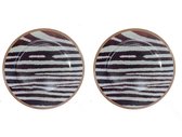 Decoratieve schaal -decoratiebord - kaarsenplateau - zebra motief - diameter 33 cm - set van 2 stuks