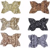 Haarstrik Luxx - kerstcollectie - glitters - kerststrik - zwart/grijs/bruin/goud/roze/rosé — Strik 5 cm / Rosé