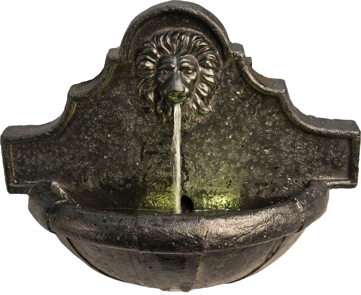 Teamson Home Tuin Muur Waterornament - Waterfontein - Leeuwen Hoofd Ontwerp Met Lichten - 250 l/h