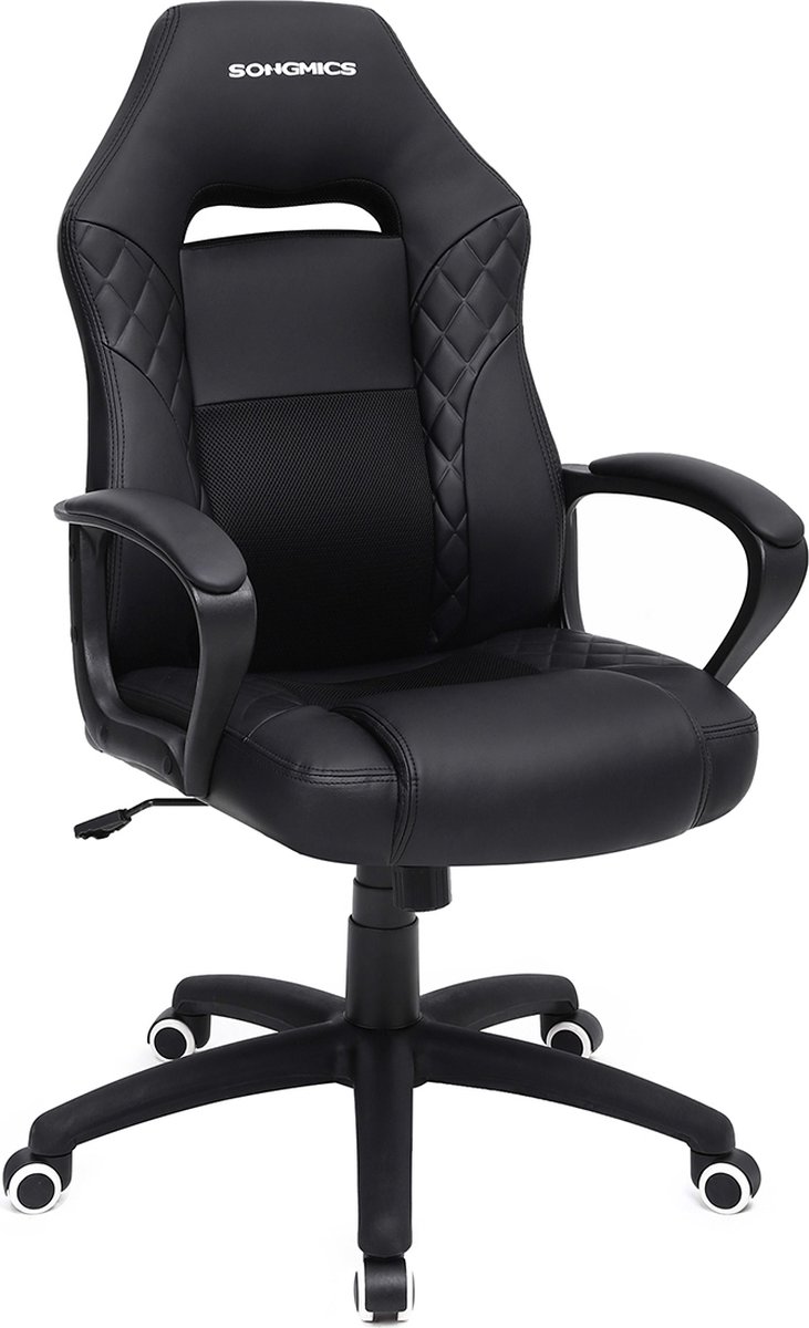 Segenn's gamestoel - bureaustoel - ergonomische bureaustoel - met wipfunctie - racestoel - S vormige rugleuning - belastbaar tot 150 kg - kunstleer - zwart