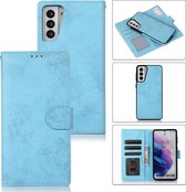 Bookcase Samsung Galaxy S21 Plus | Hoogwaardig Pu Leren Telefoonhoesje | Lederen Wallet Case | Licht Blauw