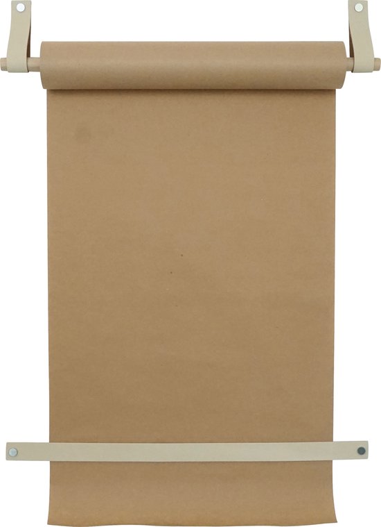 Rouleau de dessin - aux boucles d'apprentissage | CRÈME (Rouleau de papier : marron) MAINTENANT AVEC : bande détachable renforcée ! (tableaux muraux - tableaux de texte - planche à dessin)