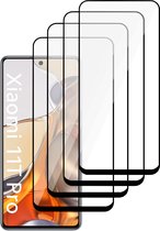 Screenprotector geschikt voor Xiaomi Mi 11T Pro - Beschermglas Full - Glas Screen Protector - 4 Stuks