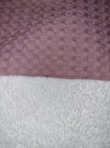 Kinderwagen deken witte teddy met wafelstof - 60 x 80 cm - oud roze