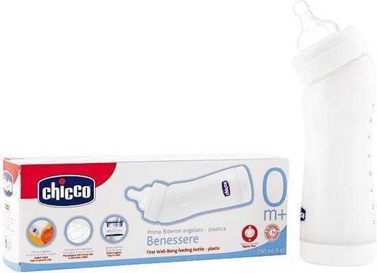 Babyflesje - Zuigfles gebogen met siliconen speen 250ml Chicco