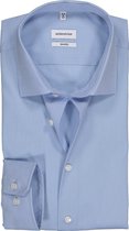 Seidensticker shaped fit overhemd - blauw fil a fil - Strijkvrij - Boordmaat: 45