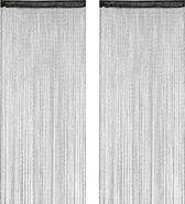 Relaxdays 2x Draadgordijn glitters - deurgordijn - draadgordijn - 90 x 245 cm - zwart