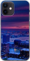 Geschikt voor iPhone 12 hoesje - Rotterdam - Lucht - Roze - Siliconen Telefoonhoesje