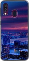 Geschikt voor Samsung Galaxy A40 hoesje - Rotterdam - Lucht - Roze - Siliconen Telefoonhoesje