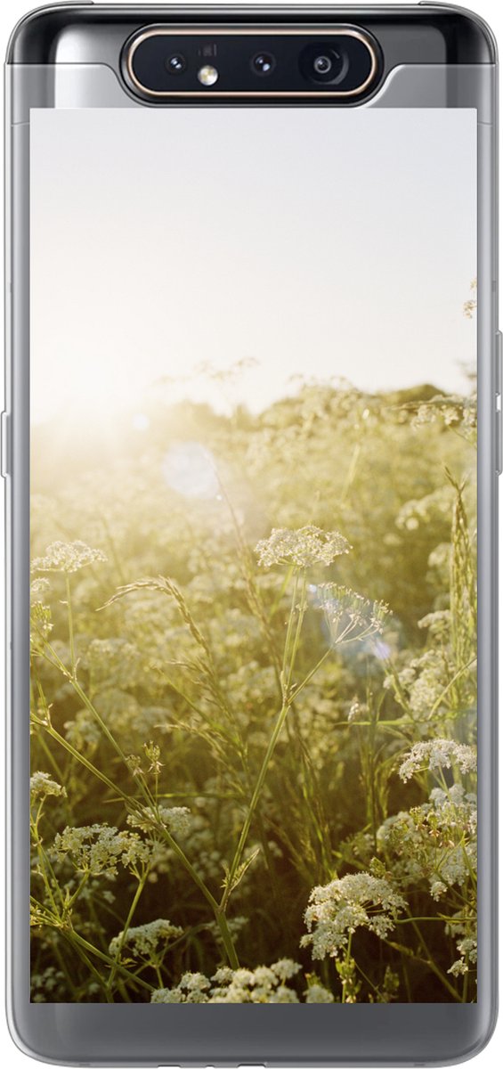 Telefoonhoesje Geschikt voor Samsung Galaxy A80 hoesje - Bloemen - Wit - Lente - Siliconen Telefoonhoesje Telefoonhoesje