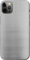 Geschikt voor iPhone 13 Pro Max hoesje - Metaal print - Zilver - Lijn - Grijs - Structuur - Siliconen Telefoonhoesje