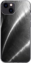 iPhone 13 mini hoesje - Metaal print - Zilver - Zwart - Wit - Siliconen Telefoonhoesje