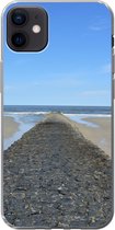 Geschikt voor iPhone 12 mini hoesje - Noordzee - Strand - Water - Siliconen Telefoonhoesje