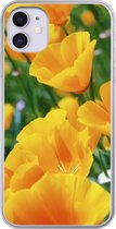 Geschikt voor iPhone 11 hoesje - Bloemen - Tuin - Oranje - Siliconen Telefoonhoesje