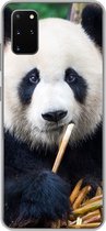 Geschikt voor Samsung Galaxy S20 Plus hoesje - Panda - Bamboe - Natuur - Siliconen Telefoonhoesje