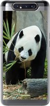 Geschikt voor Samsung Galaxy A80 hoesje - Panda - Boomstam - Grot - Siliconen Telefoonhoesje