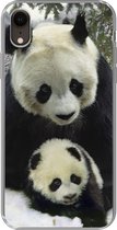 Geschikt voor iPhone XR hoesje - Panda - Welp - Sneeuw - Siliconen Telefoonhoesje