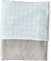 Kl4vertje | ledikantdeken broderie wit | beige ribstof