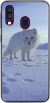 Geschikt voor Samsung Galaxy A40 hoesje - Vos - Sneeuw - Bergen - Siliconen Telefoonhoesje