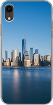 Geschikt voor iPhone XR hoesje - New York - Skyline - Blauw - Siliconen Telefoonhoesje