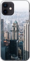 Geschikt voor iPhone 12 hoesje - New York - Skyline - Mist - Siliconen Telefoonhoesje